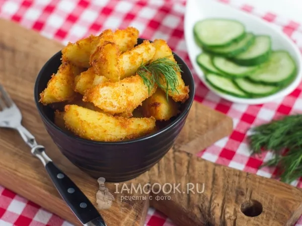 Фото блюда: Вареная картошка в панировочных сухарях в духовке