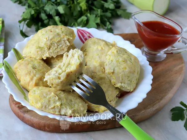 Фото блюда: Куриные котлеты с кабачком в духовке