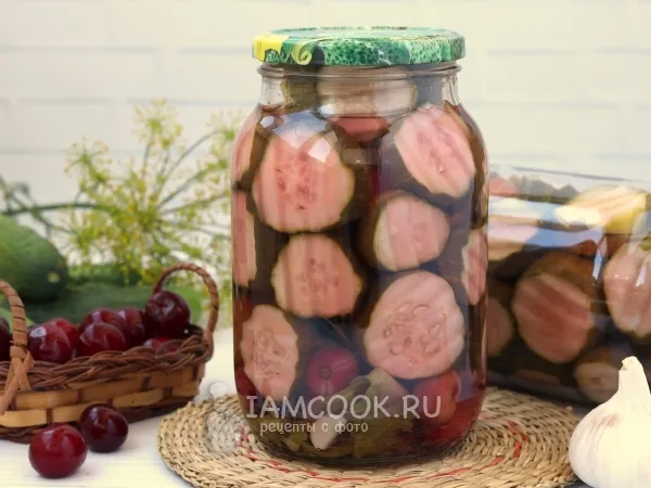 Фото блюда: Маринованные огурцы с вишнями на зиму