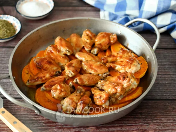 Фото блюда: Крылышки с тыквой в духовке