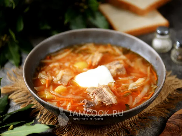 Фото блюда: Щи с томатной пастой и свежей капустой