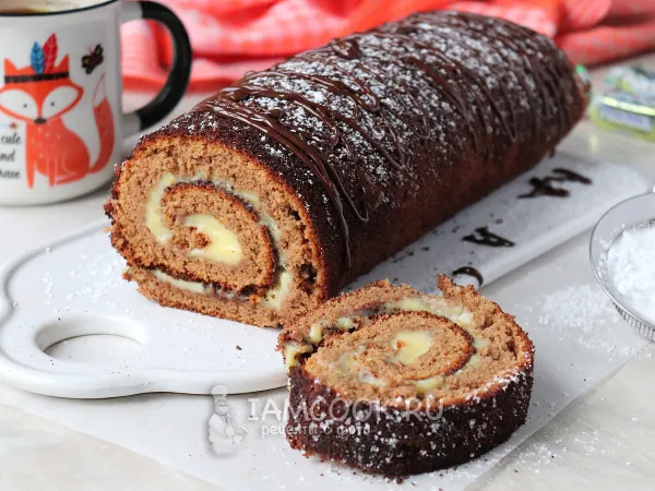 Фото блюда: Шоколадный рулет с заварным кремом
