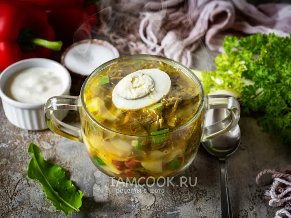 Фото блюда: Щавелевый суп с фасолью