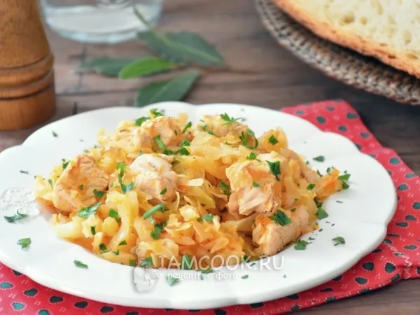 Фото блюда: Тушеная капуста с индейкой