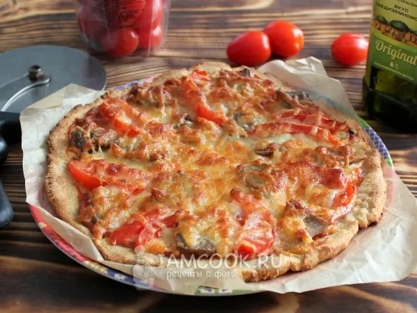 Фото блюда: Пицца ПП на творожном тесте с цельнозерновой мукой