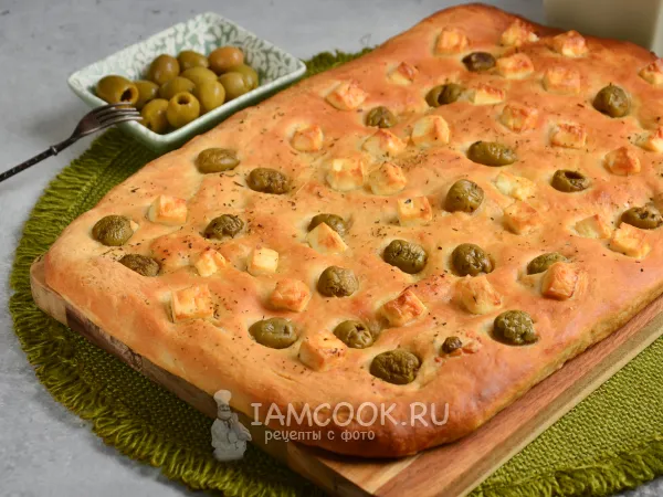 Фото блюда: Фокачча с сыром и оливками