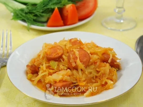 Фото блюда: Капуста тушеная с сосиской