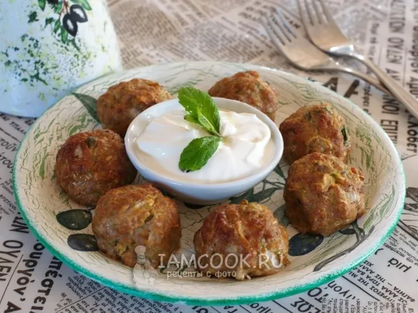 Фото блюда: Тефтели с кабачками в духовке