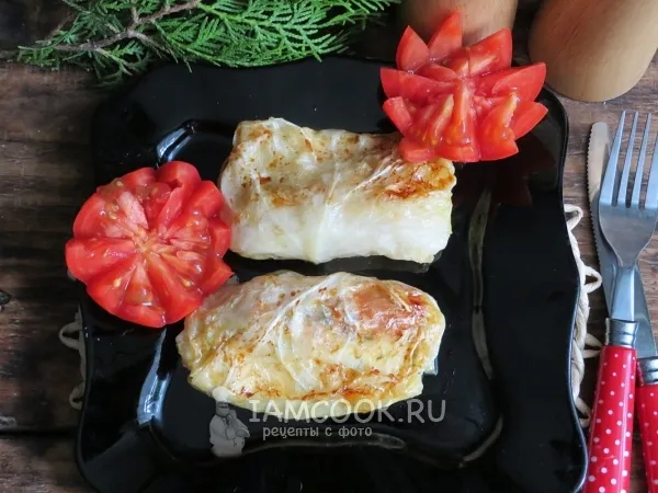 Фото блюда: Голубцы с сосисками и сыром