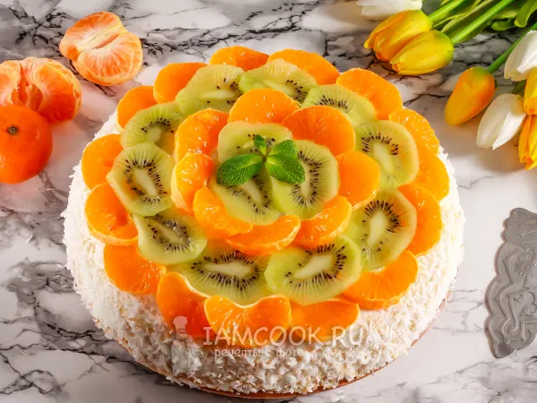 Фото блюда: Блинный торт с кремом (из блинов на кефире)