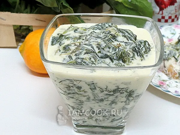 Фото блюда: Шпинат в сметанном соусе