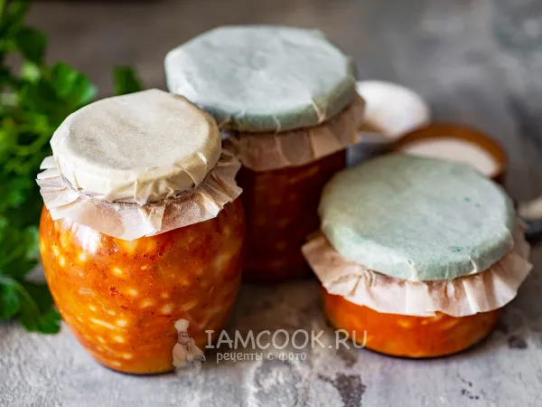 Фото блюда: Салат из тыквы с фасолью на зиму