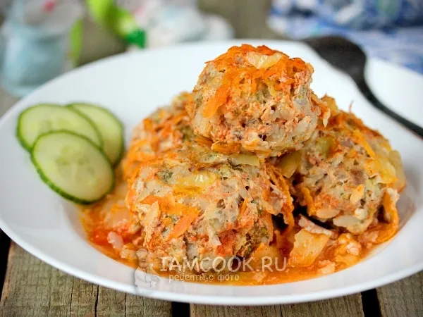 Фото блюда: Тефтели с брокколи в духовке