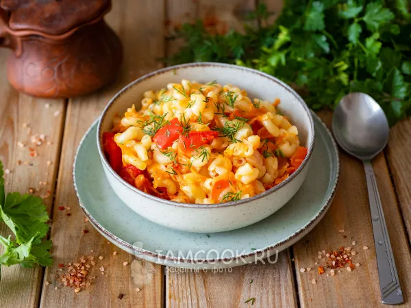 Фото блюда: Макароны с овощами в мультиварке