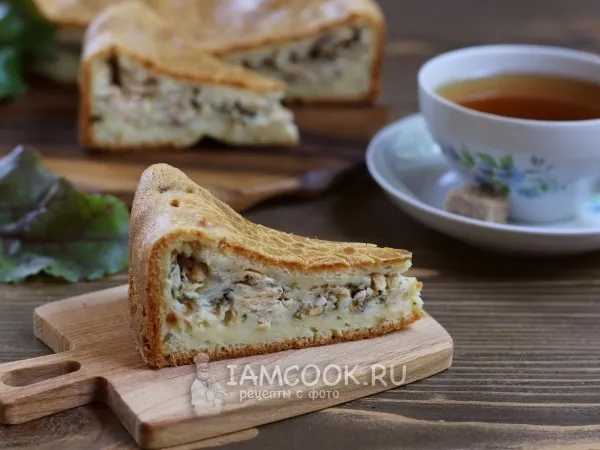 Фото блюда: Заливной пирог с горбушей на майонезе и кефире