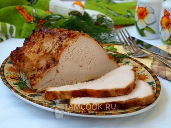 Фото блюда: Филе индейки, запечённое в сметанно-горчичном соусе