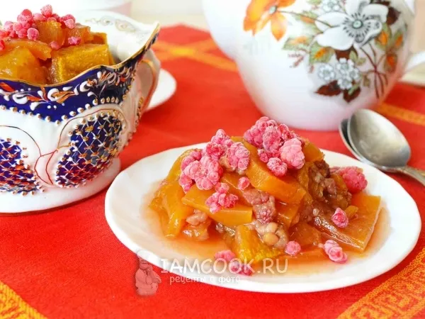 Фото блюда: Десерт из тыквы с малиной