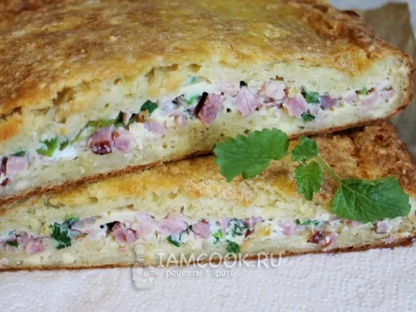 Фото блюда: Пирог из творожного теста с корейкой