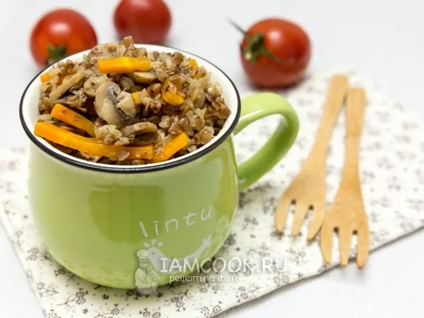 Фото блюда: Постная гречка с грибами