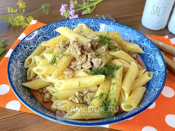 Фото блюда: Макароны с фаршем на сковороде