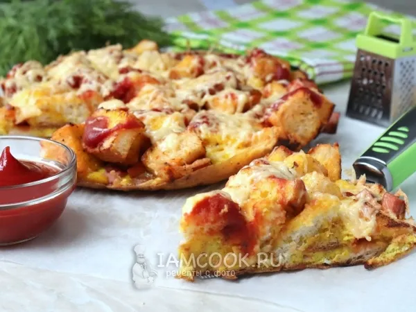 Фото блюда: Пицца из хлеба на сковороде