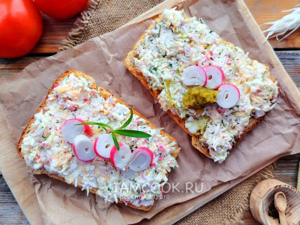 Фото блюда: Тосты с крабовыми палочками