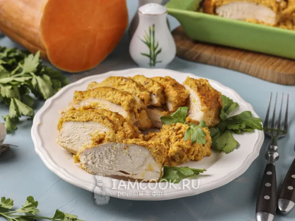 Фото блюда: Куриное филе в тыквенном соусе