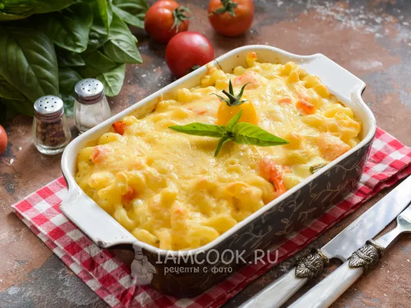 Фото блюда: Запеканка из макарон с помидорами и сыром