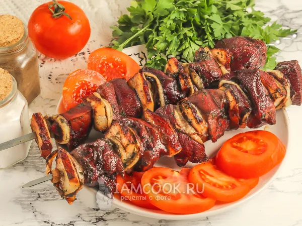 Фото блюда: Шашлык из свиной печени