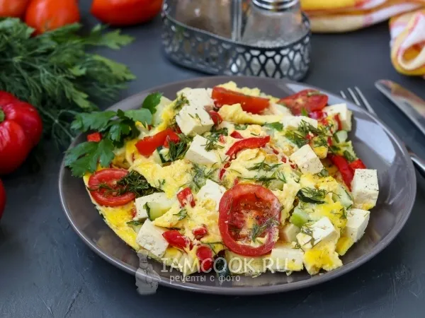 Фото блюда: Омлет с овощами и сыром тофу