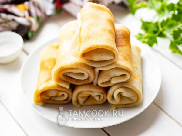 Фото блюда: Блины с печенью трески и яйцом