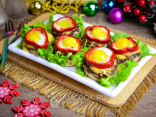 Фото блюда: Фаршированные шампиньоны со сладким перцем