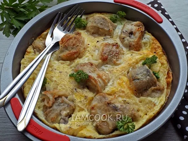 Фото блюда: Минтай в омлете в духовке