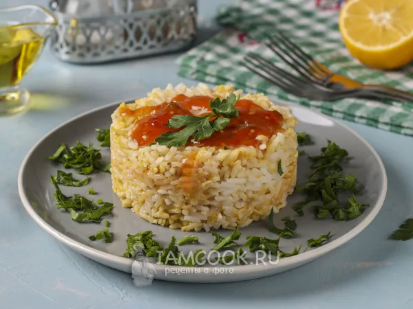 Фото блюда: Рис с яйцом и соусом чили