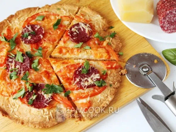 Фото блюда: Тесто для пиццы на майонезе без дрожжей (+пицца)