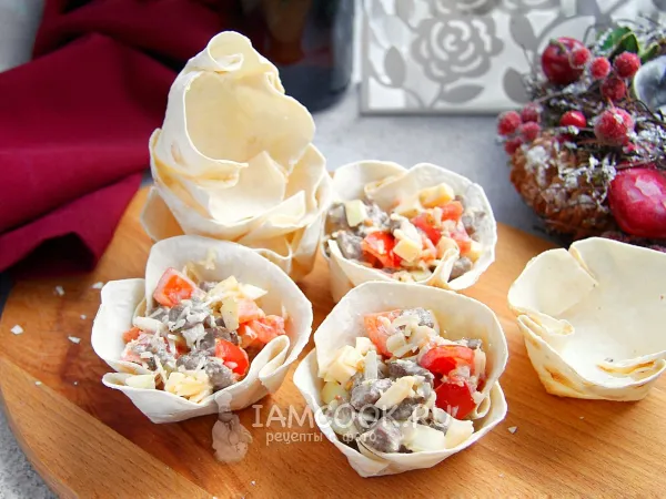 Фото блюда: Тарталетки из лаваша в духовке