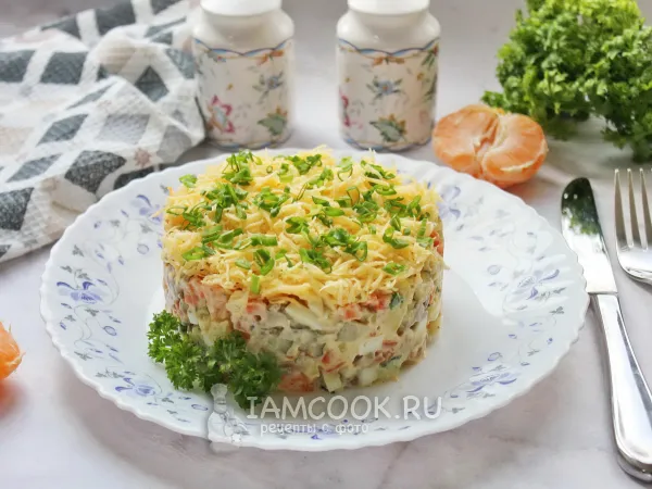 Фото блюда: Салат с печенью и мандаринами