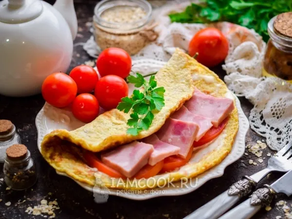 Фото блюда: Овсяноблин с ветчиной и сливочным сыром