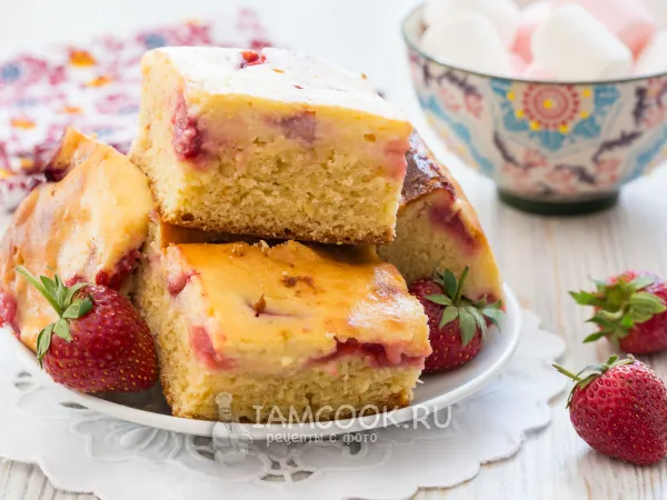 Фото блюда: Пирог с творожной заливкой