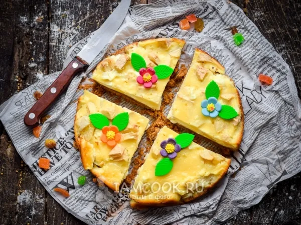 Фото блюда: Заливной пирог с творогом и яблоками