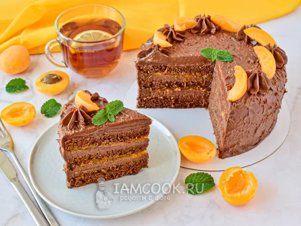 Фото блюда: Шоколадный торт с абрикосами