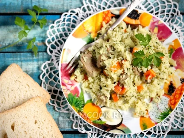 Фото блюда: Рис с мясом и шпинатом в мультиварке