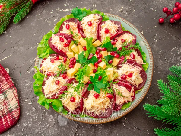 Фото блюда: Закуска из свеклы с сыром