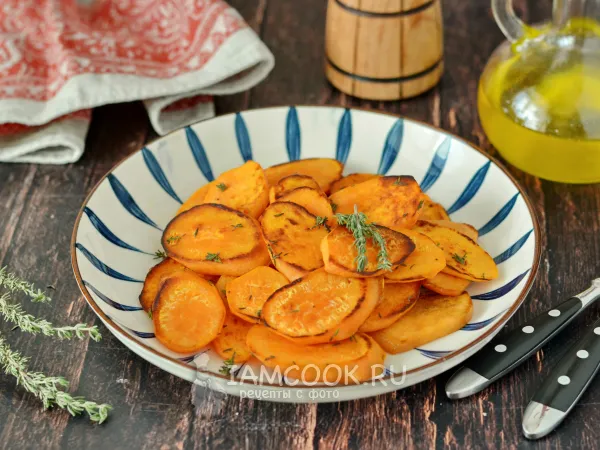 Фото блюда: Жареный батат на сковороде