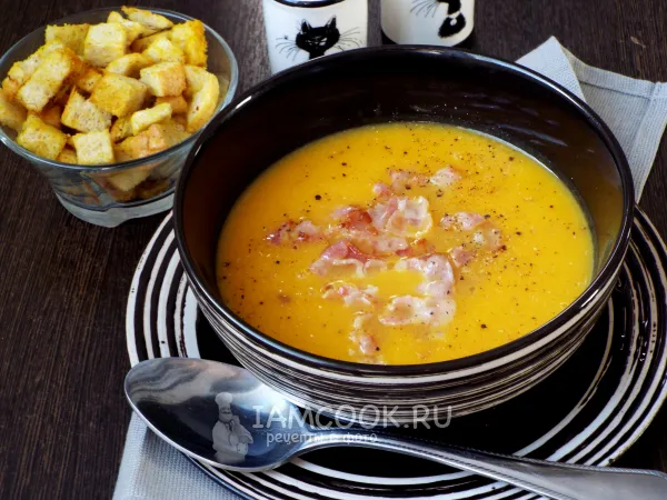 Фото блюда: Тыквенный суп-пюре с беконом