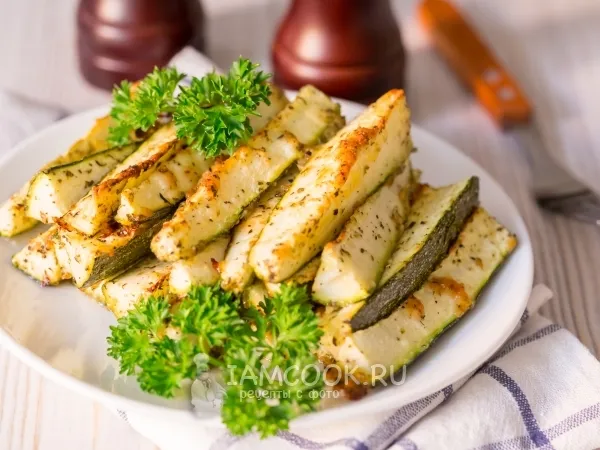 Фото блюда: Цукини, запеченные с пармезаном и травами