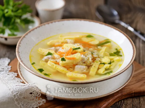 Фото блюда: Куриный суп с яичными блинчиками