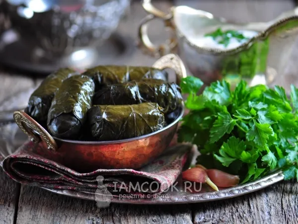 Фото блюда: Долма из маринованных виноградных листьев