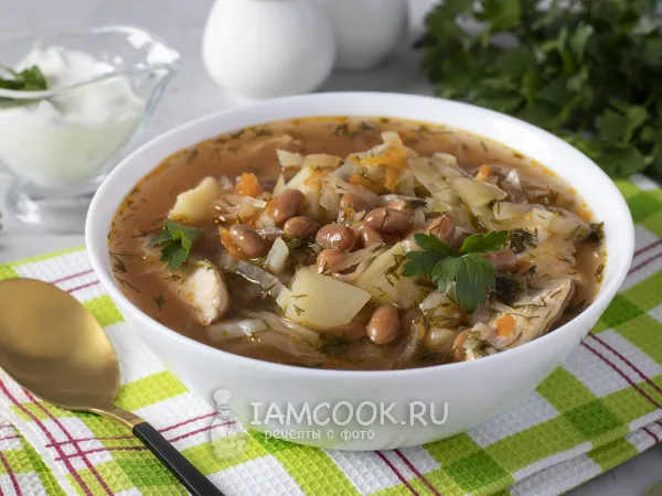 Фото блюда: Щи с консервированной фасолью в томатном соусе