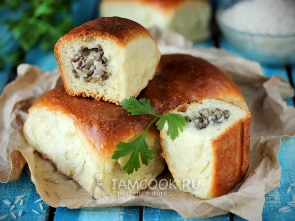 Фото блюда: Пирожки печёные с лёгким и рисом